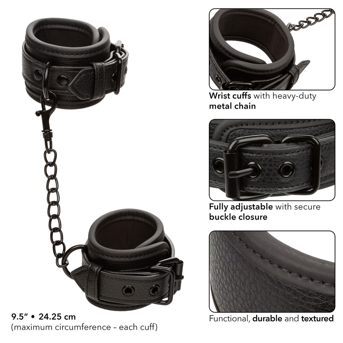 CalExotics® Nocturnal Wrist Cuffs - Black