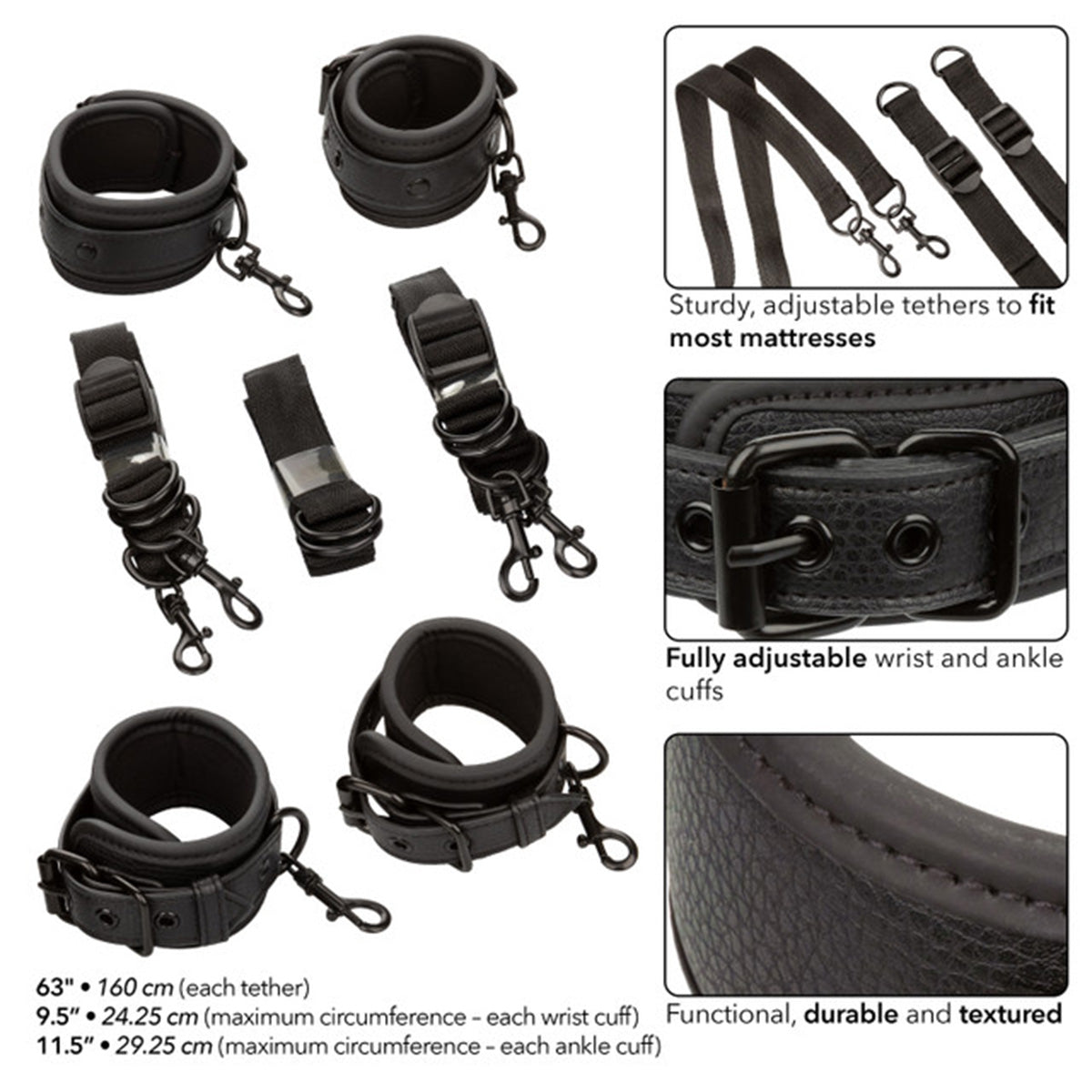 CalExotics® Nocturnal Collection Bed Restraints - Black