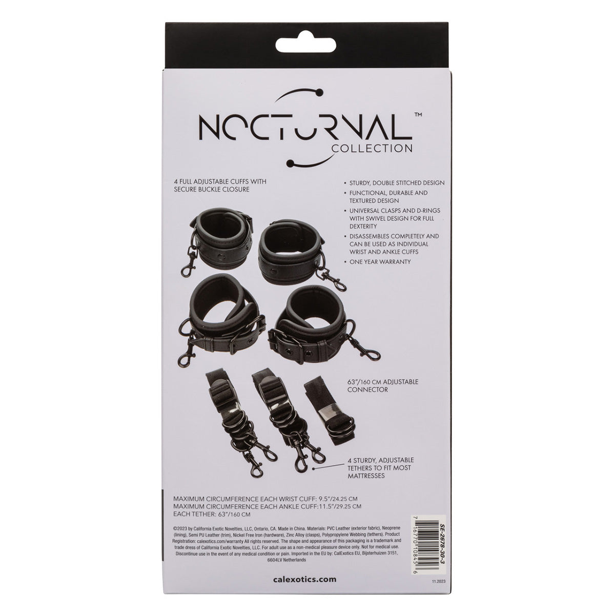 CalExotics® Nocturnal Collection Bed Restraints - Black