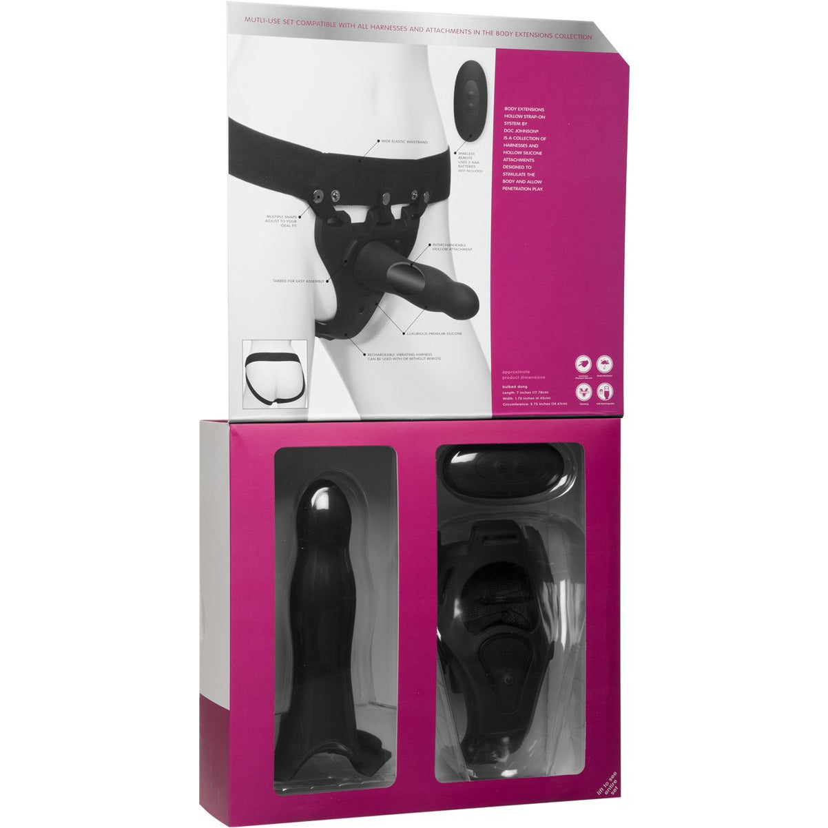Doc Johnson Body Extensions - Be Aroused 2 Piece Strap-On Set with Vibrating Harness
