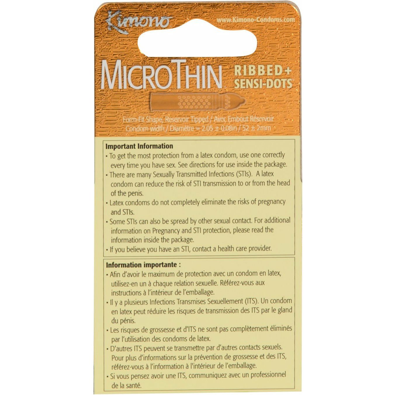 Kimono® Micro Thin Ribbed + Sensi-Dots Lubricated Latex Condom – 3 Pack