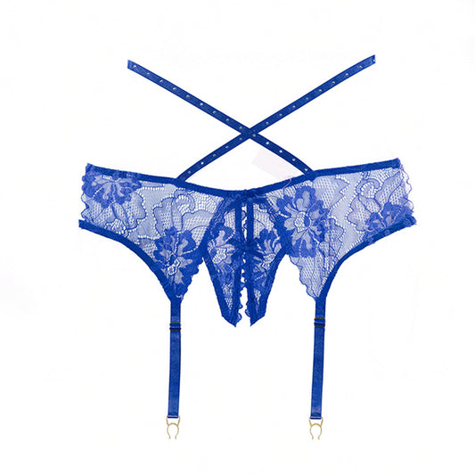 Allure Charlotte Garter Panty - Blue - One Size Most
