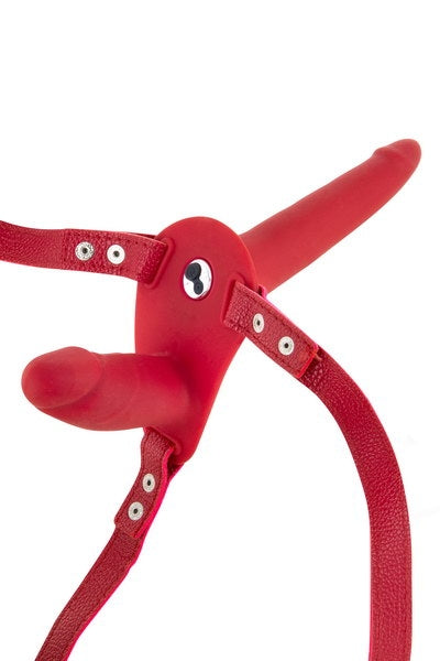 FT Vibrating Strap-On with Double Dildo Red