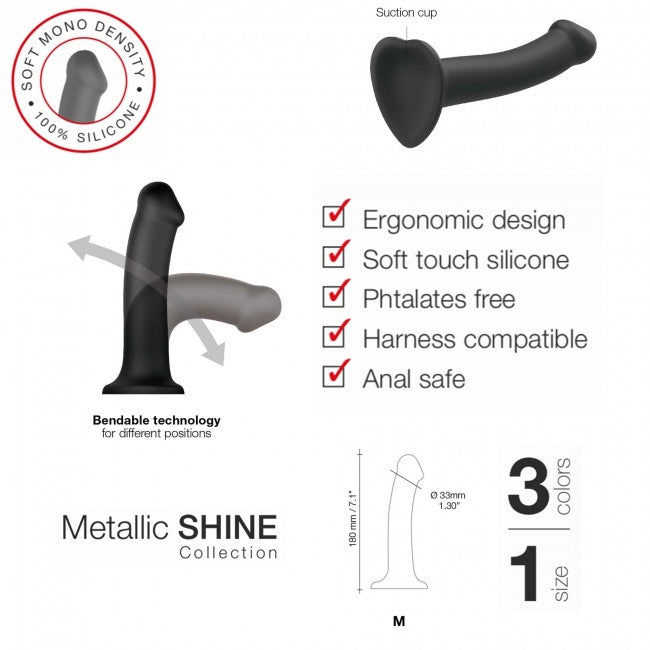 StrapOnMe Mono Density Dildo Metallic Vieux Rose Size M Shine (MSRP CAD$89.99)