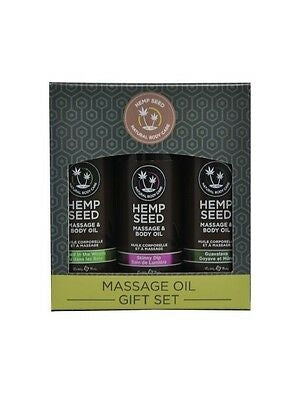 Earthly Body Massage Oil Gift Set of Three(3) 2oz. (Naked in the Wood, Skinny Dip, Guavalava)