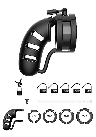 Shots - ManCage - Model 19 - Chastity - 4.5" - Silicone Cage Ballsplitter - Black