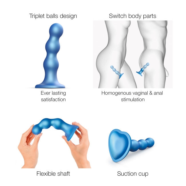 StrapOnMe Dildo Plug Balls Metallic Blue L (MSRP CAD$79.49)