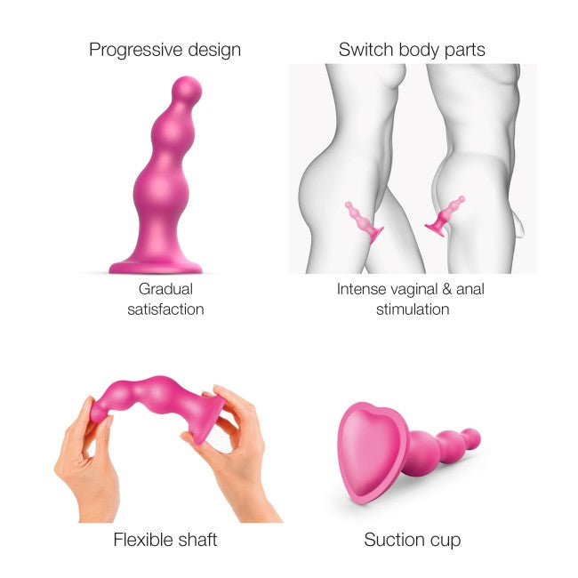 StrapOnMe Dildo Plug Beads Metallic Raspberry Pink L (MSRP CAD$79.49)