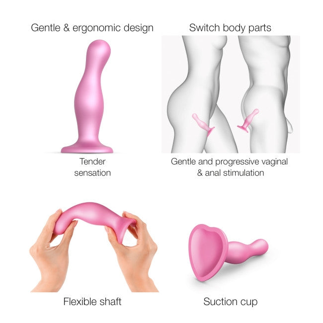 StrapOnMe Dildo Plug Curvy Metallic Sugar Pink L (MSRP CAD$79.49)
