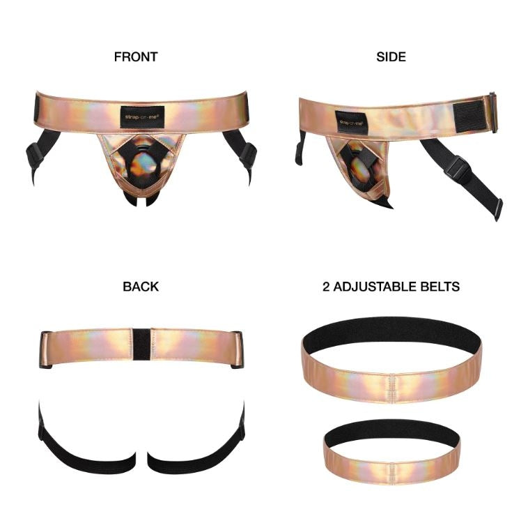 StrapOnMe Leatherette Harness Curious - Rose Gold Holographic (MSRP CAD$89.99)