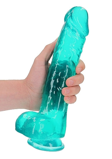 Shots - RealRock - Realistic Dildo with Balls 10"/25.4cm - Turquoise