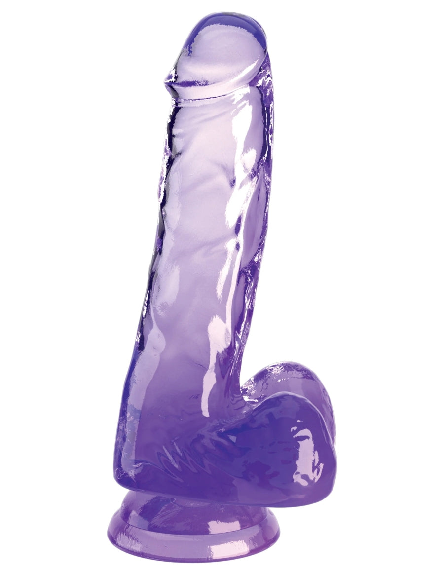 King Cock Clear 6" Cock with Balls - Purple