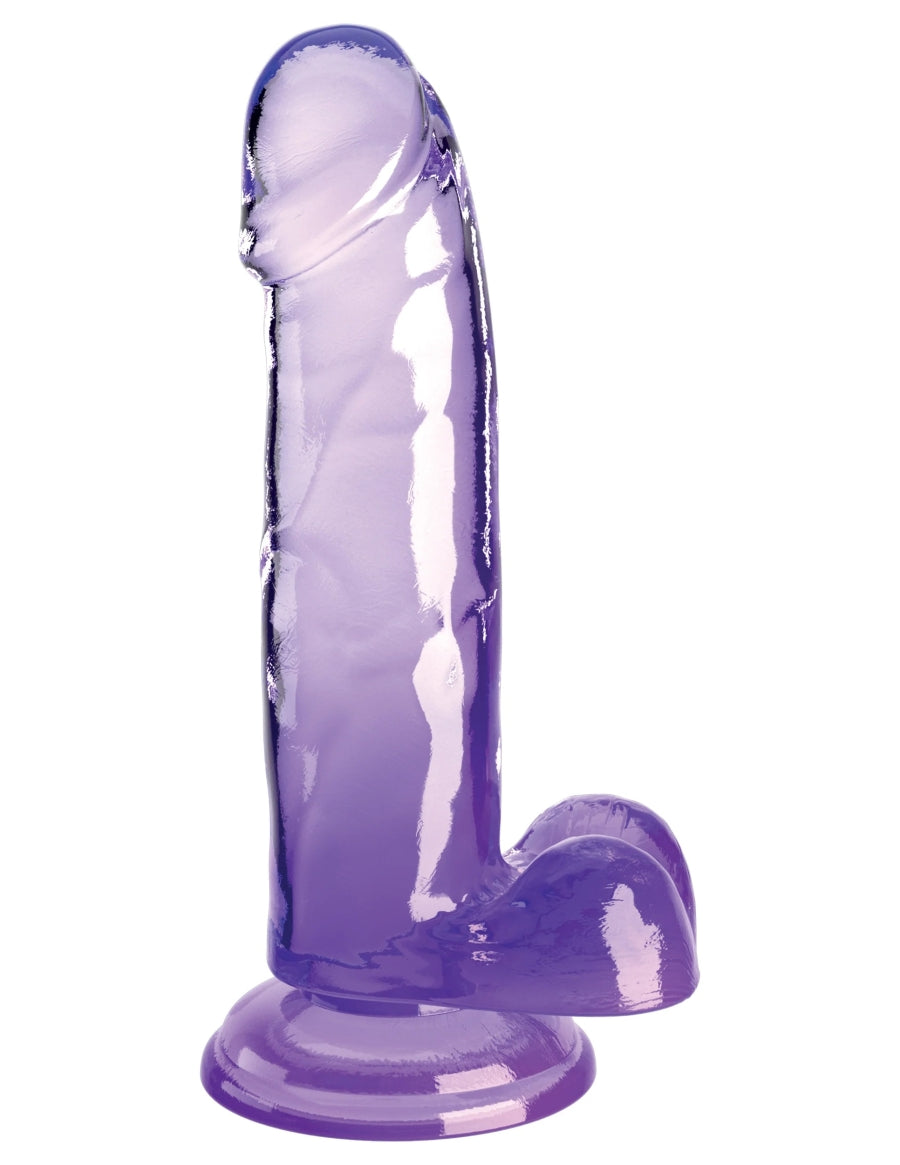King Cock Clear 7" Cock with Balls - Purple