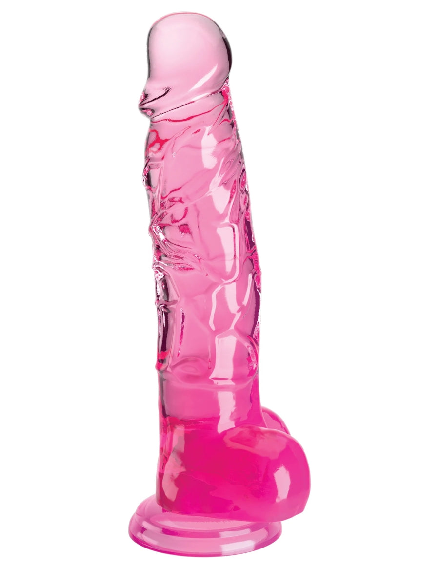 King Cock Clear 8" Cock with Balls - Pink