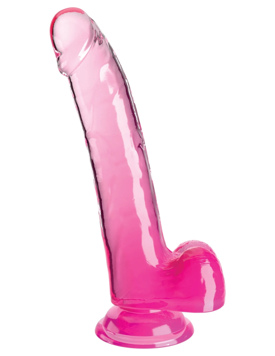 King Cock Clear 9" Cock with Balls - Pink