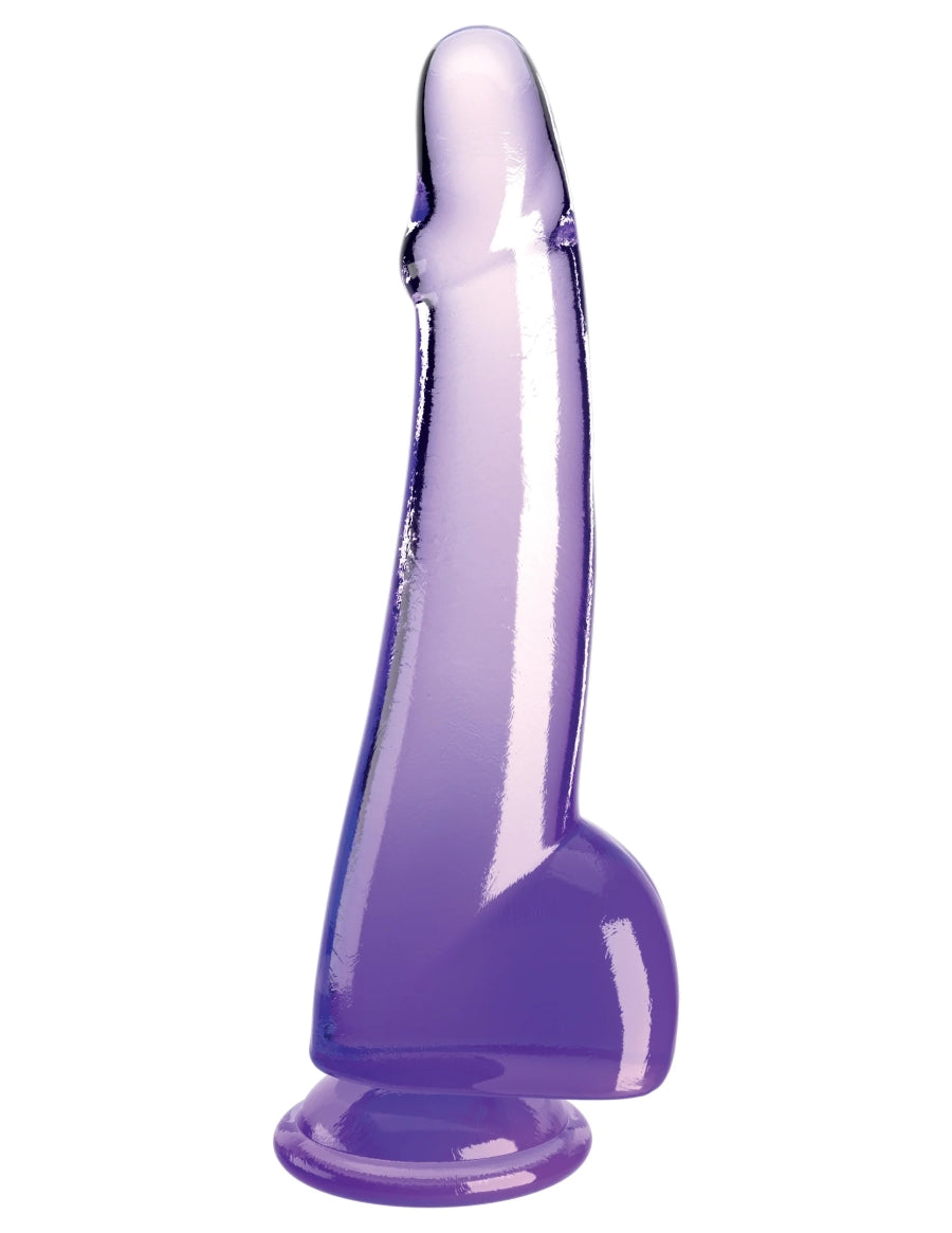 King Cock Clear 10" Cock with Balls - Purple