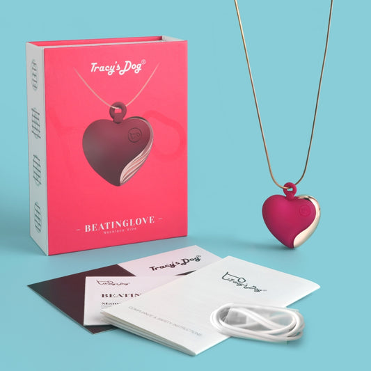Tracy's Dog Beating Love Silicone Heart-Shaped Necklace Vibrator Red