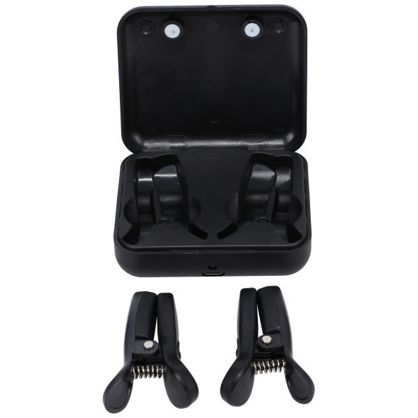 Merci - Vibro Grippers - Vibrating Nipple Clamps, Rechargeable with case Black