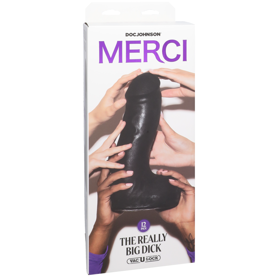 Merci - The Really Big Dick 12" w XL Removable Vac-U-Lock Suction Cup Black