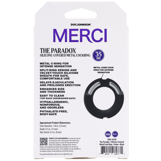 Merci The Paradox Silicone-Covered Metal Cock Ring 35mm Black