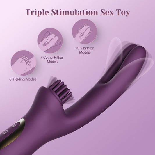 Tracy's Dog Elatia Finger & Brush Rabbit Vibrator Purple