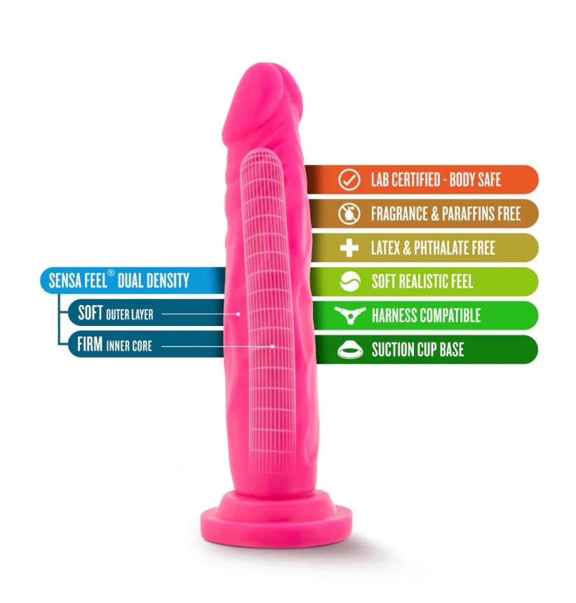 Blush - Neo - 7.5" Dual Density Cock - Neon Pink