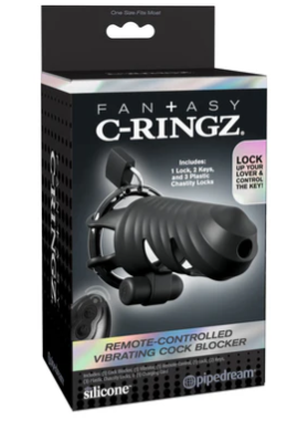 Fantasy C-Ringz Remote-Controlled Vibrating Cock Blocker - Black