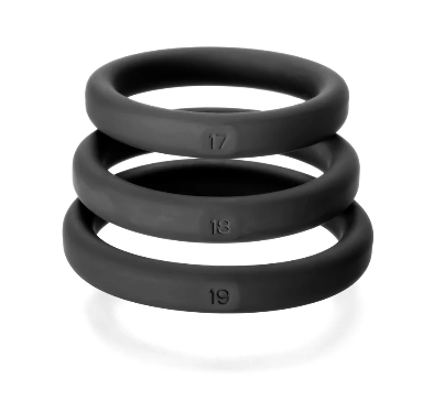 PerfectFit - Xact-Fit Silicone Rings - #17, #18, #19 - Black