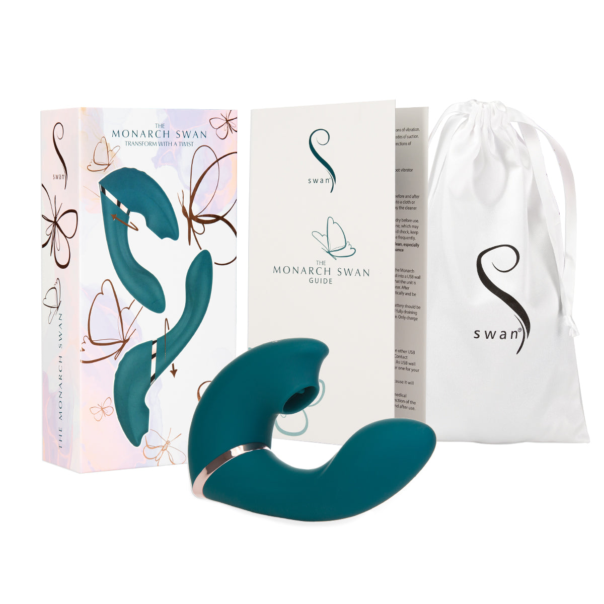 The Monarch Swan®- Transform With A Twist Vibrator & Stimulator - Teal