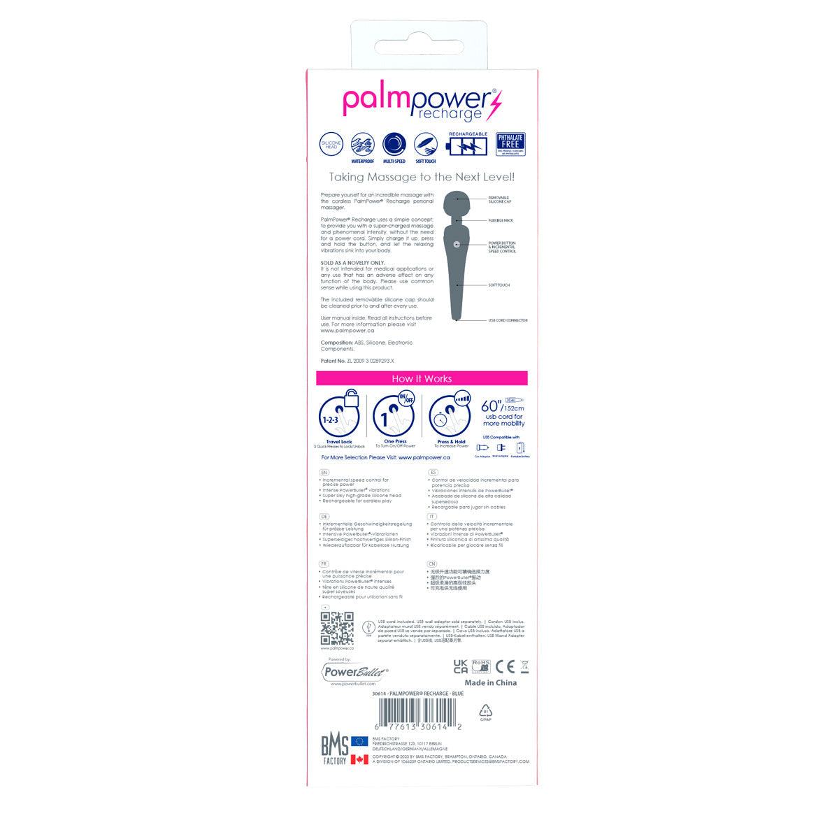 PalmPower® Recharge Massage Wand – Blue