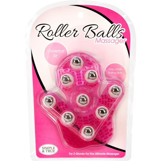Simple and True Roller Balls Massage Glove - Pink