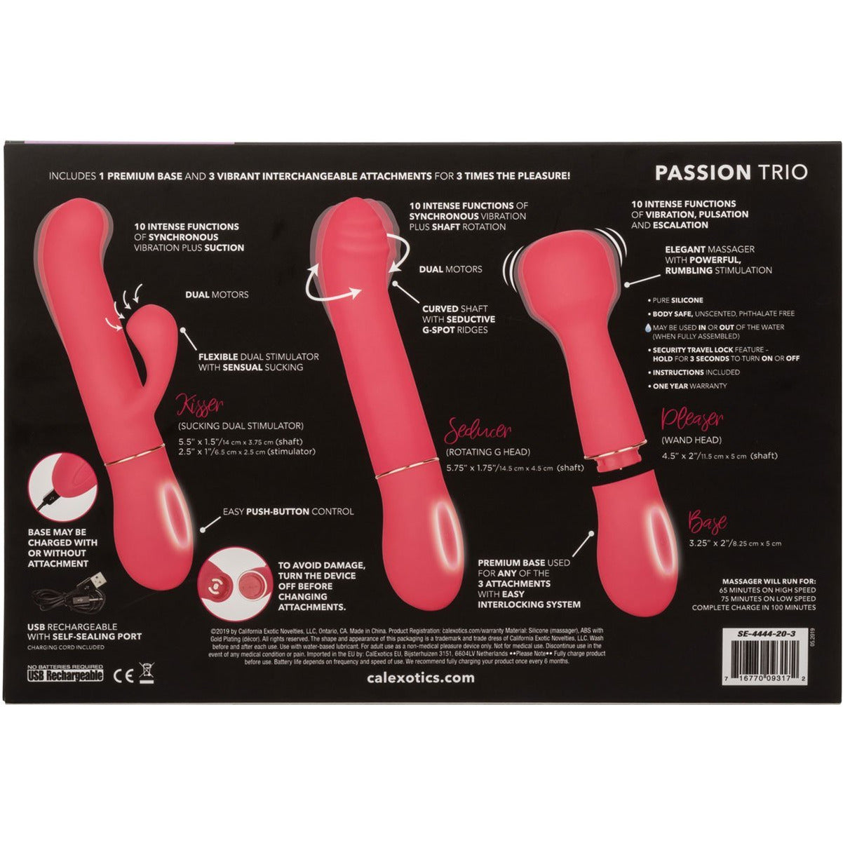 CalExotics® In Touch Passion Trio Kit – Interchangeable Vibrator – Pink