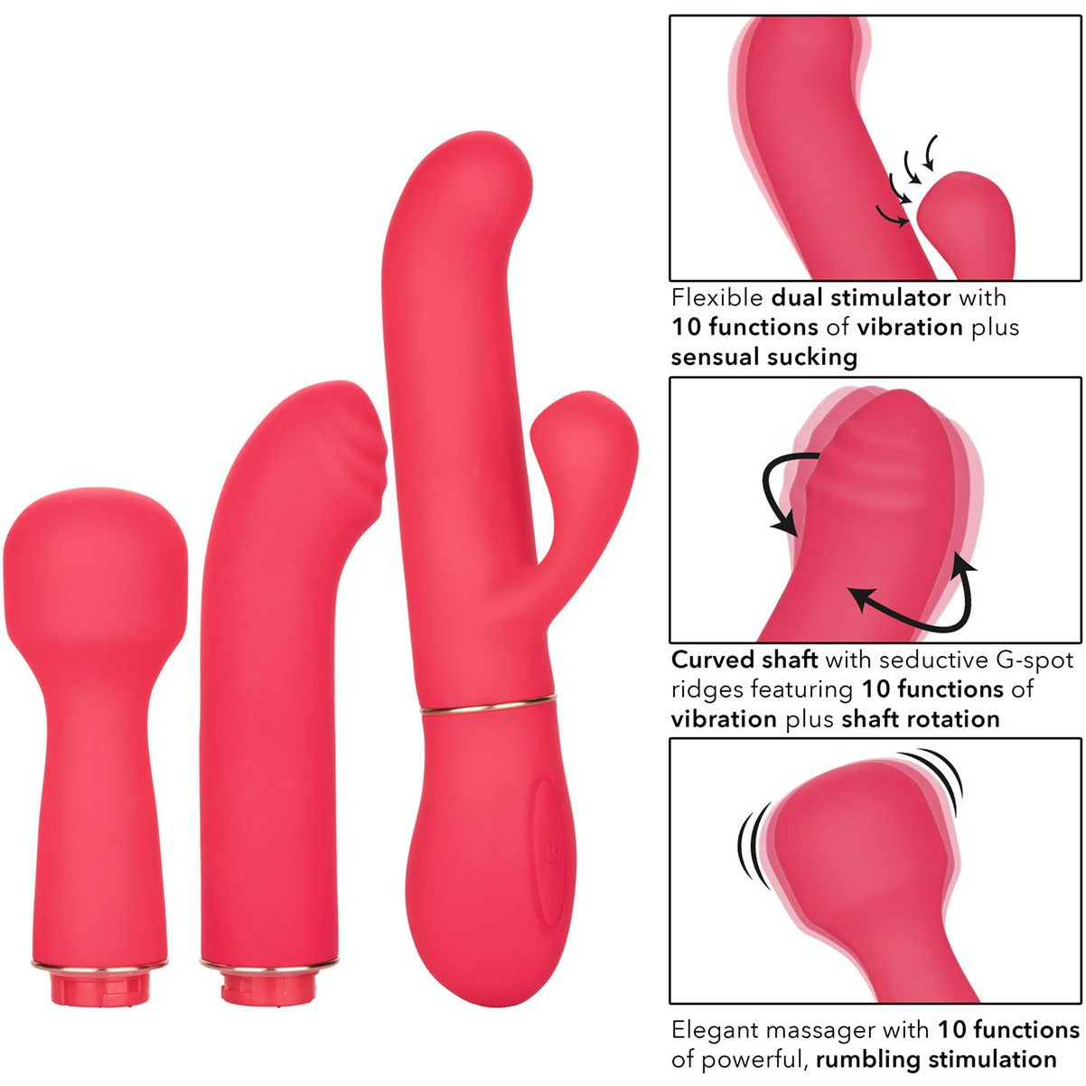 CalExotics® In Touch Passion Trio Kit – Interchangeable Vibrator – Pink