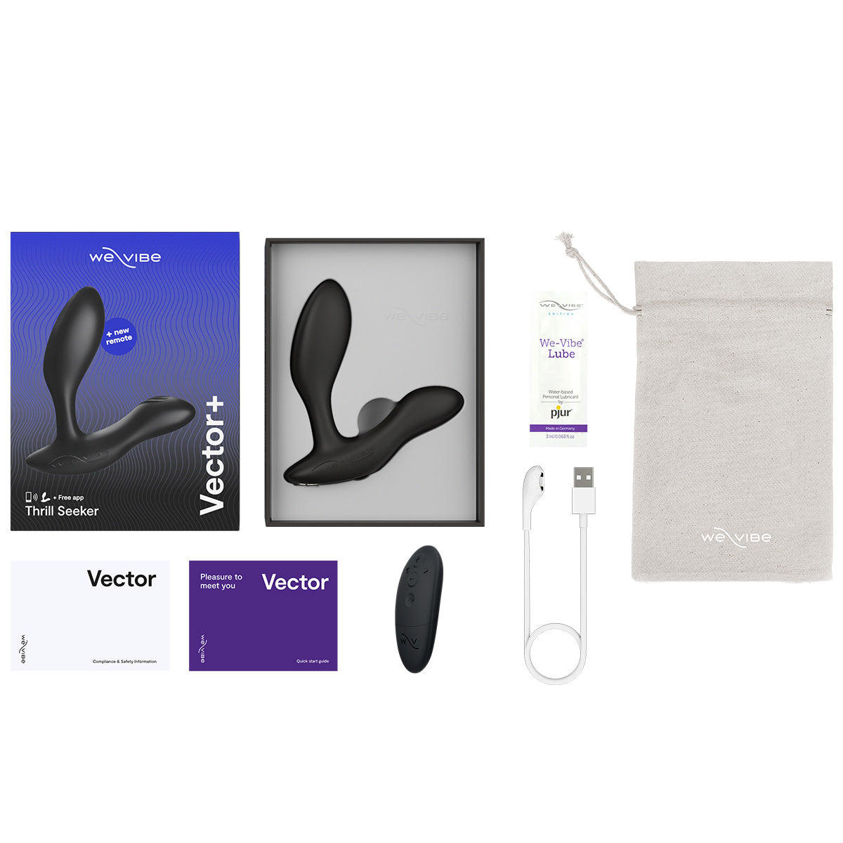 We-Vibe Vector+ - Vibrating Prostate Massager – Charcoal Black