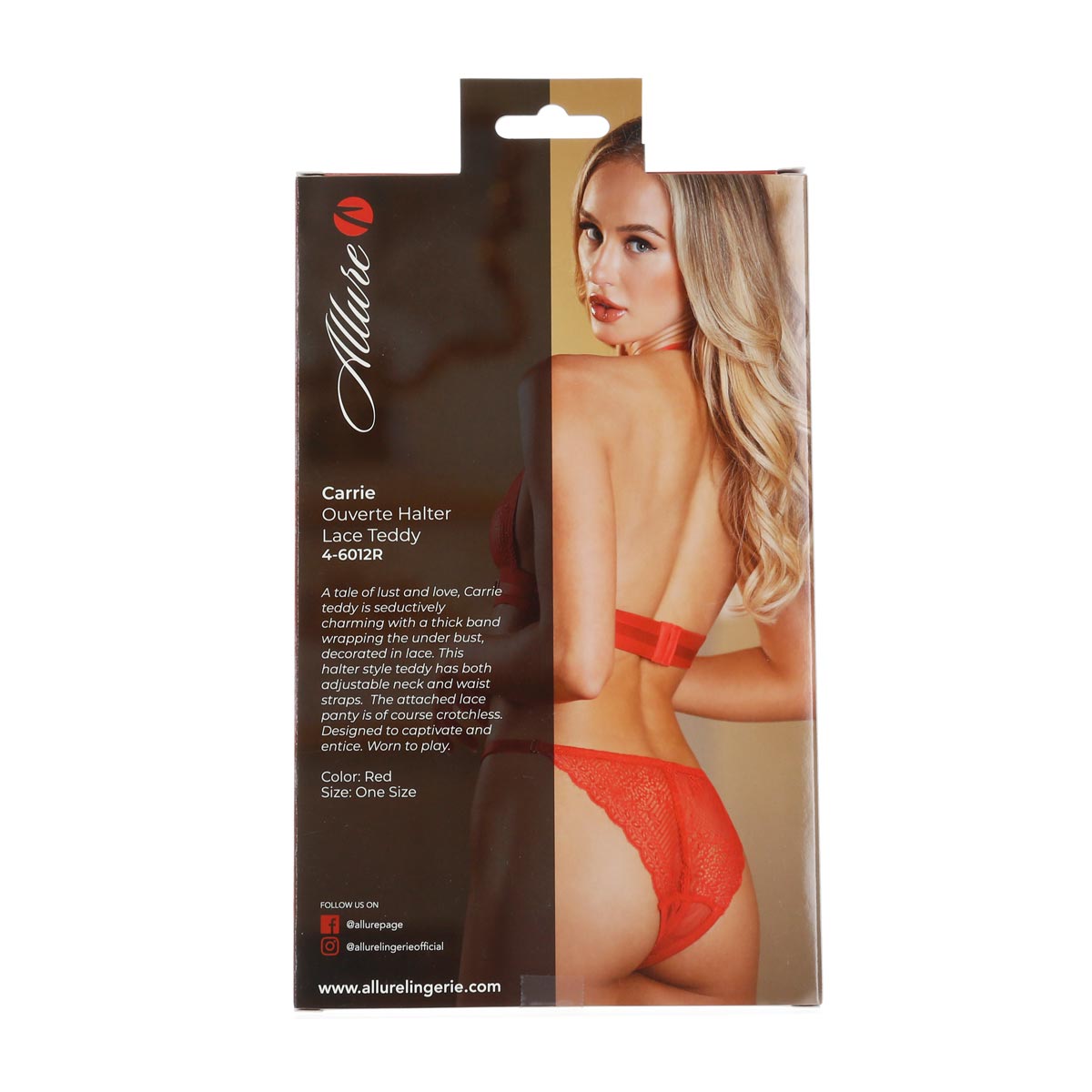 Allure - Carrie - Ouverte Halter Lace Teddy – Red – OS