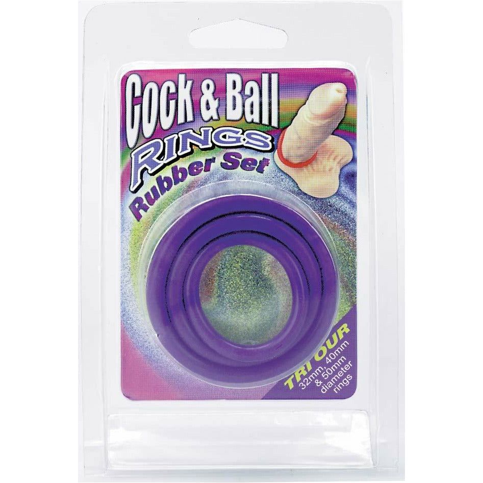 Nanma Cock & Ball Rings - Set of 3 - Purple