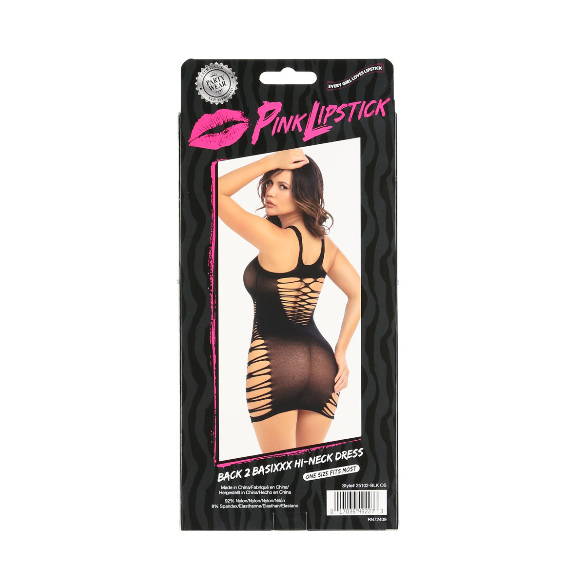 Pink Lipstick - Back 2 Basixxx Hi Neck Dress - Black - OS