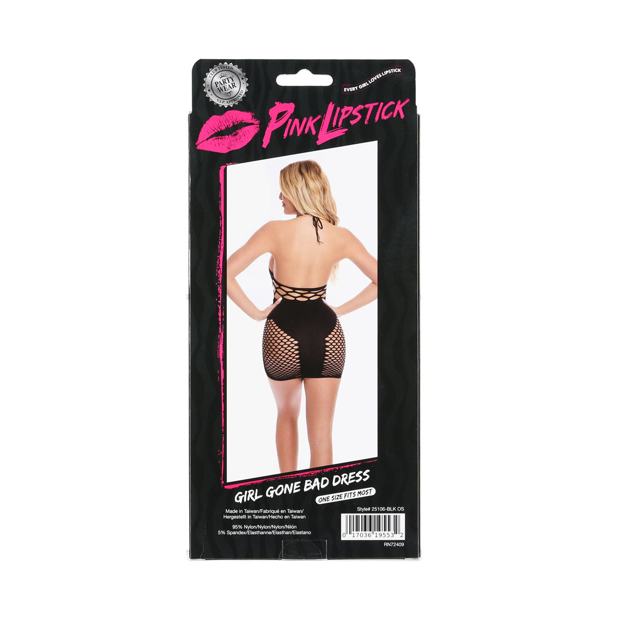 Pink Lipstick - Girl Gone Bad Dress - Black - OS