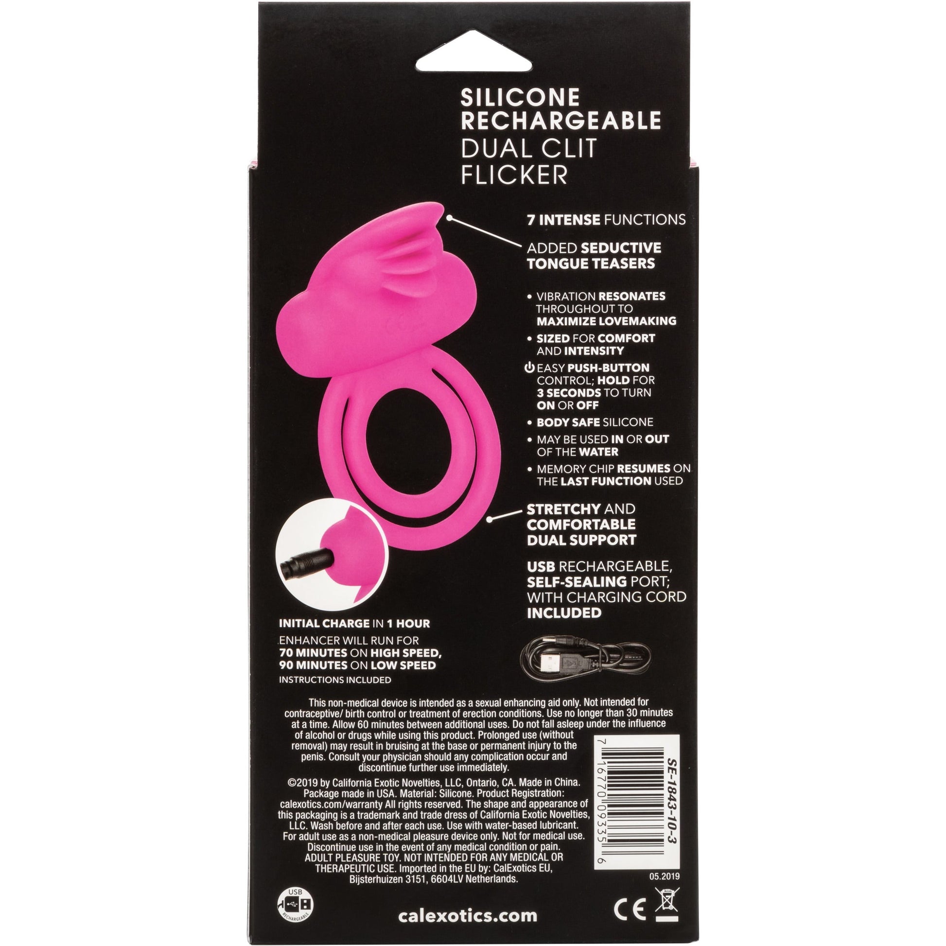 CalExotics® Dual Clit Flicker/Cock Ring – Pink