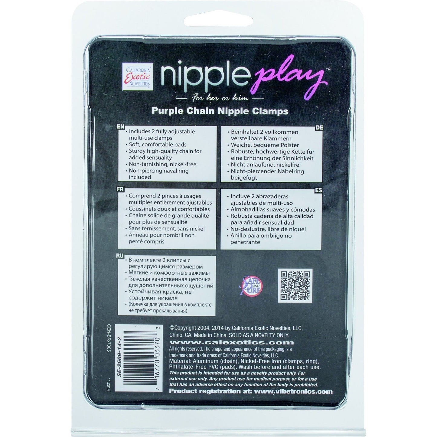 CalExotics® Purple Chain Nipple Clamps