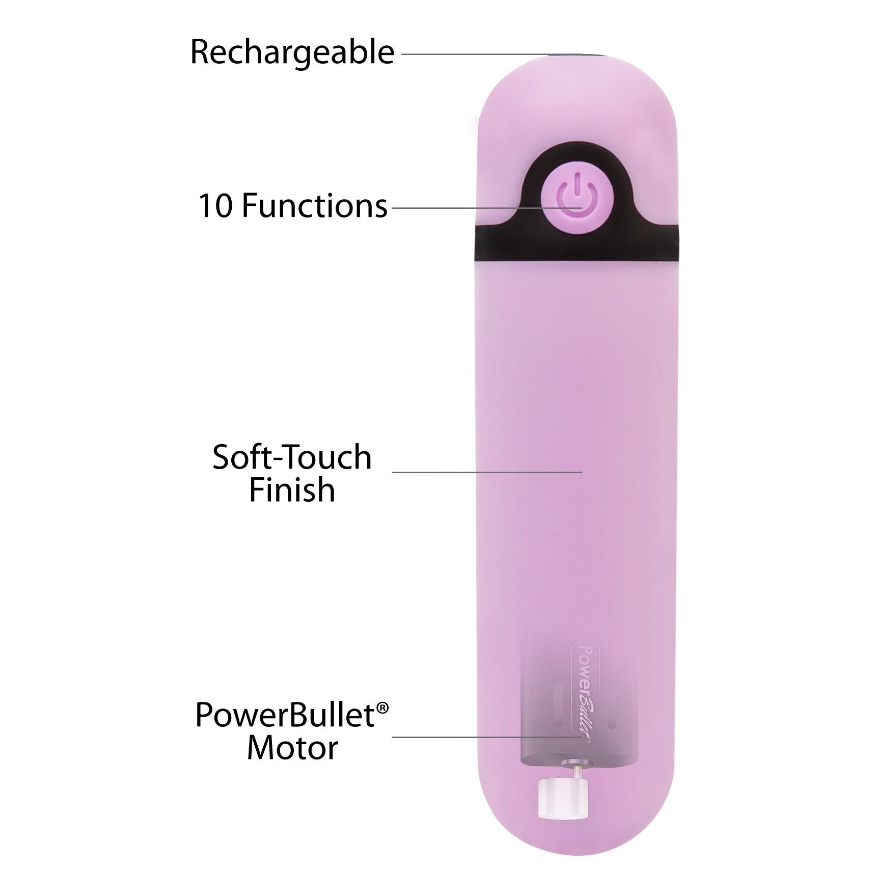PowerBullet Simple and True - Rechargeable Vibrating Bullet - Purple