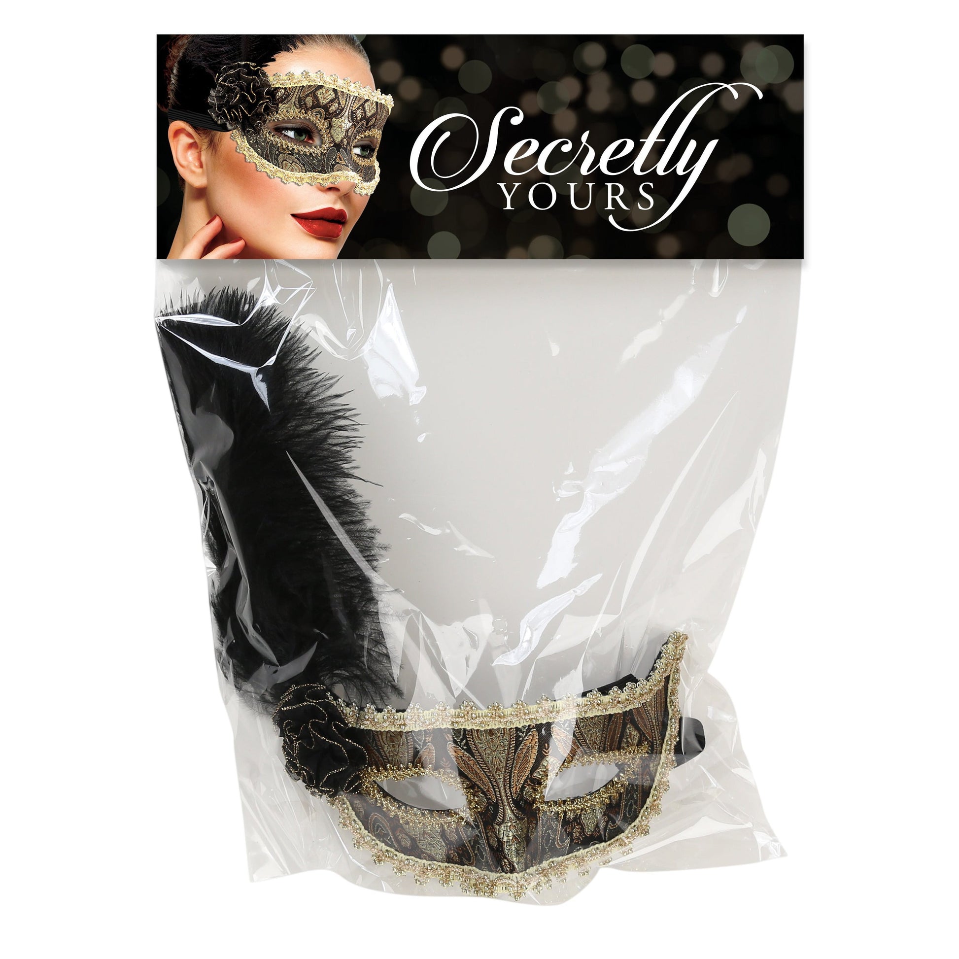 Secretly Yours Feather Mask - Gold