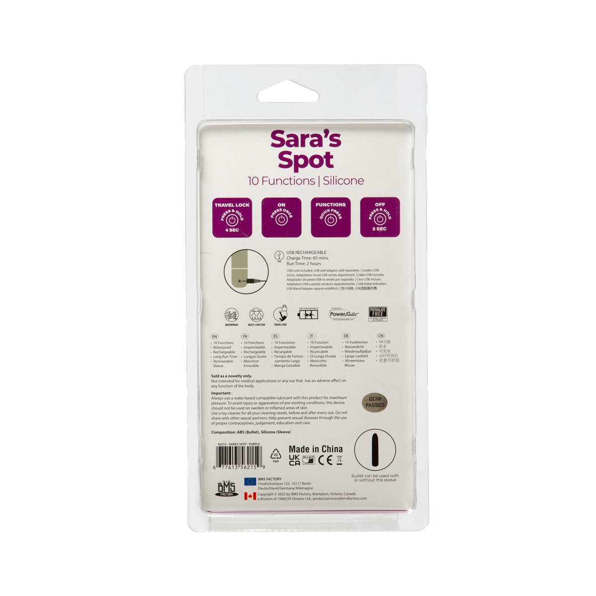 PowerBullet Sara’s Spot - Compact G-Spot Vibrator - Purple