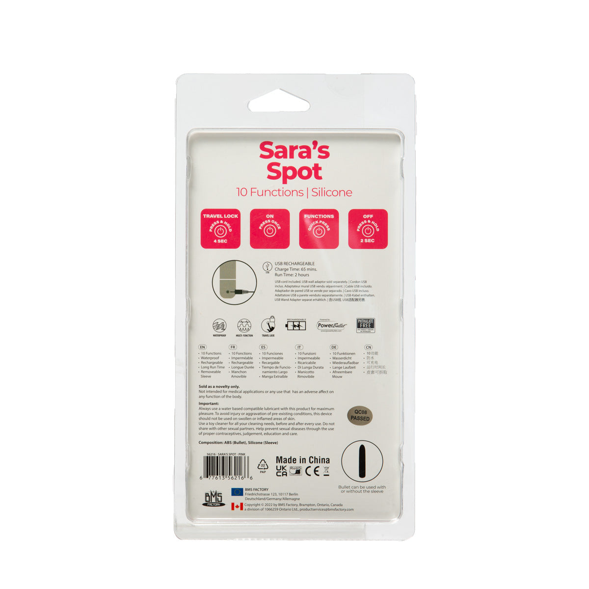 PowerBullet Sara’s Spot - Compact G-Spot Vibrator - Pink