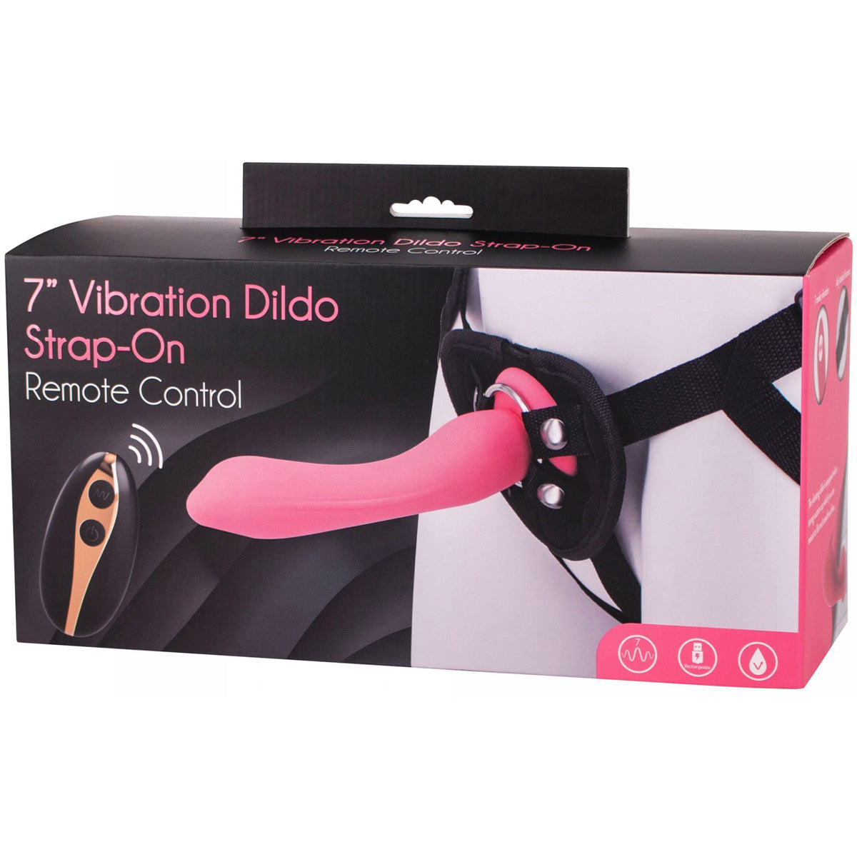 Seven Creations 7” Vibrating Strap-On & Harness – Pink