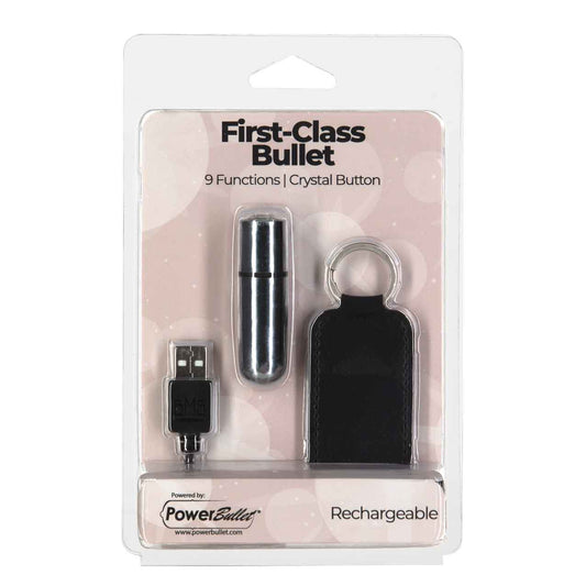 First-Class Bullet - 2.5" Bullet Vibrator with Key Chain Pouch - Silver