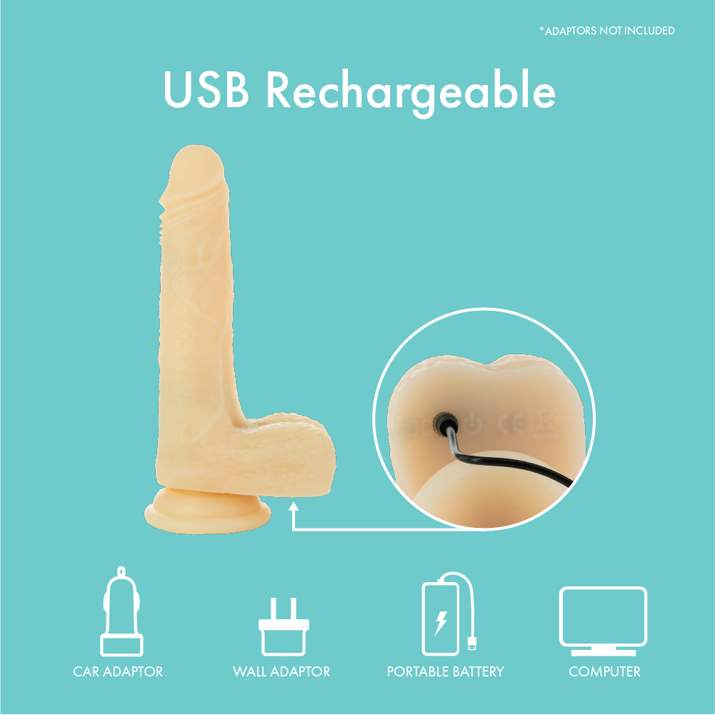 Pure Love®  -  Vibrating and Rotating Dildo with Remote - Beige