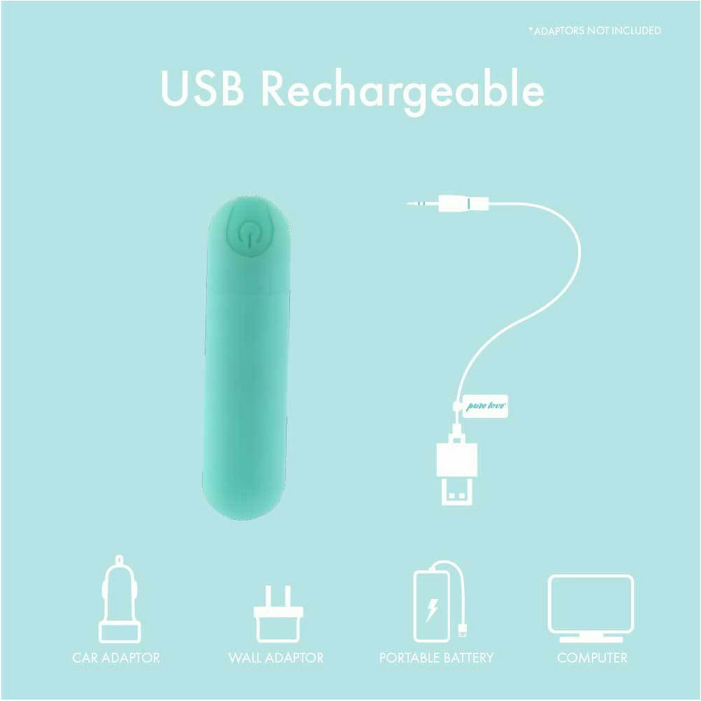 PL Pure Love® - Rechargeable Power Bullet With Silicone Case - Teal