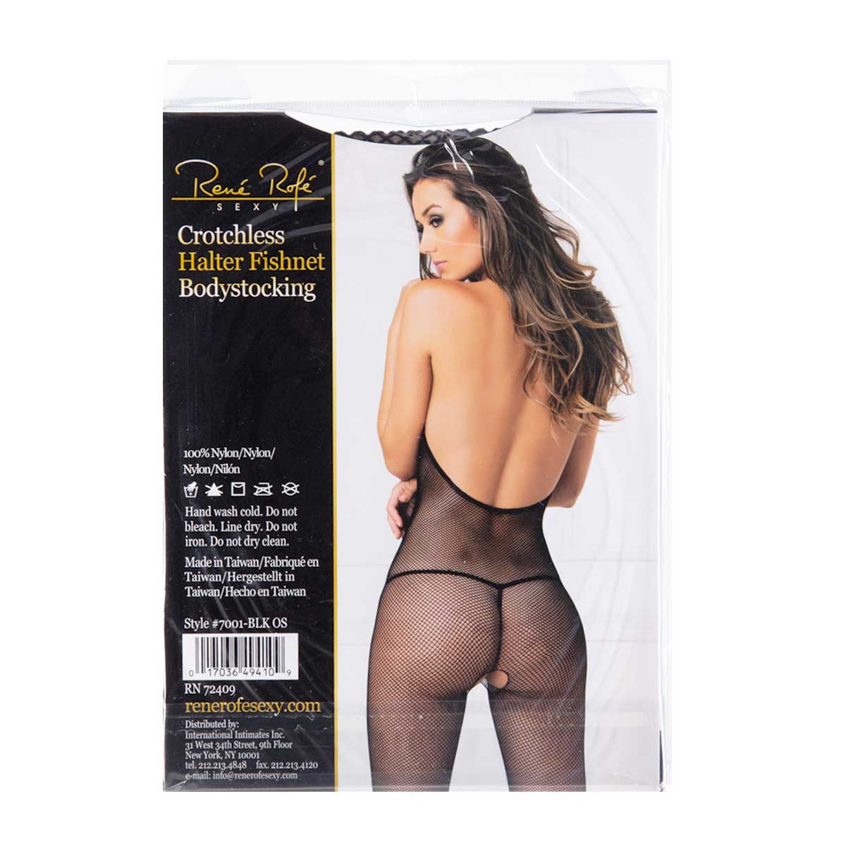René Rofé – Crotchless Halter Fishnet Bodystocking - Black