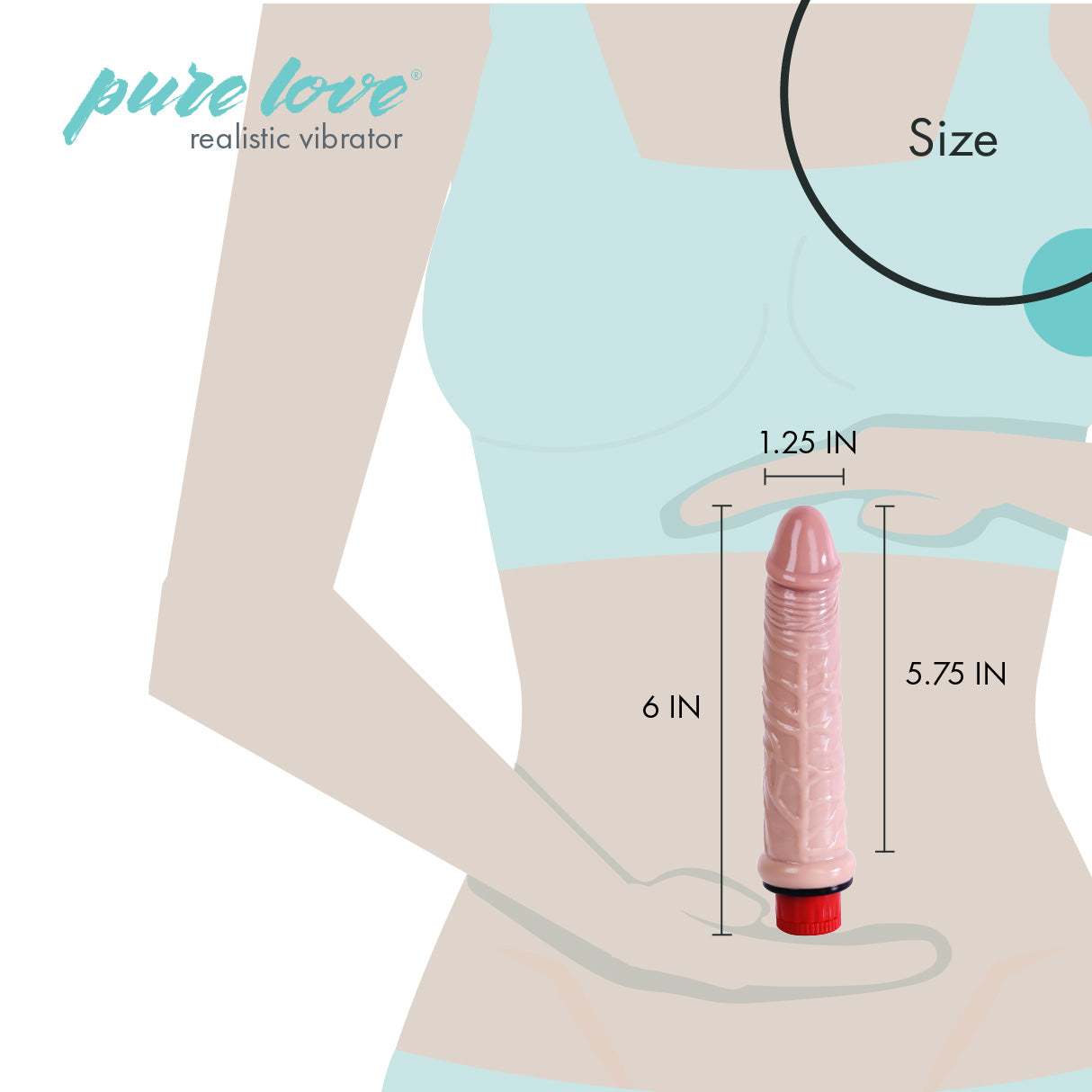Pure Love® - Realistic Vibrating Dildo - 6 In.